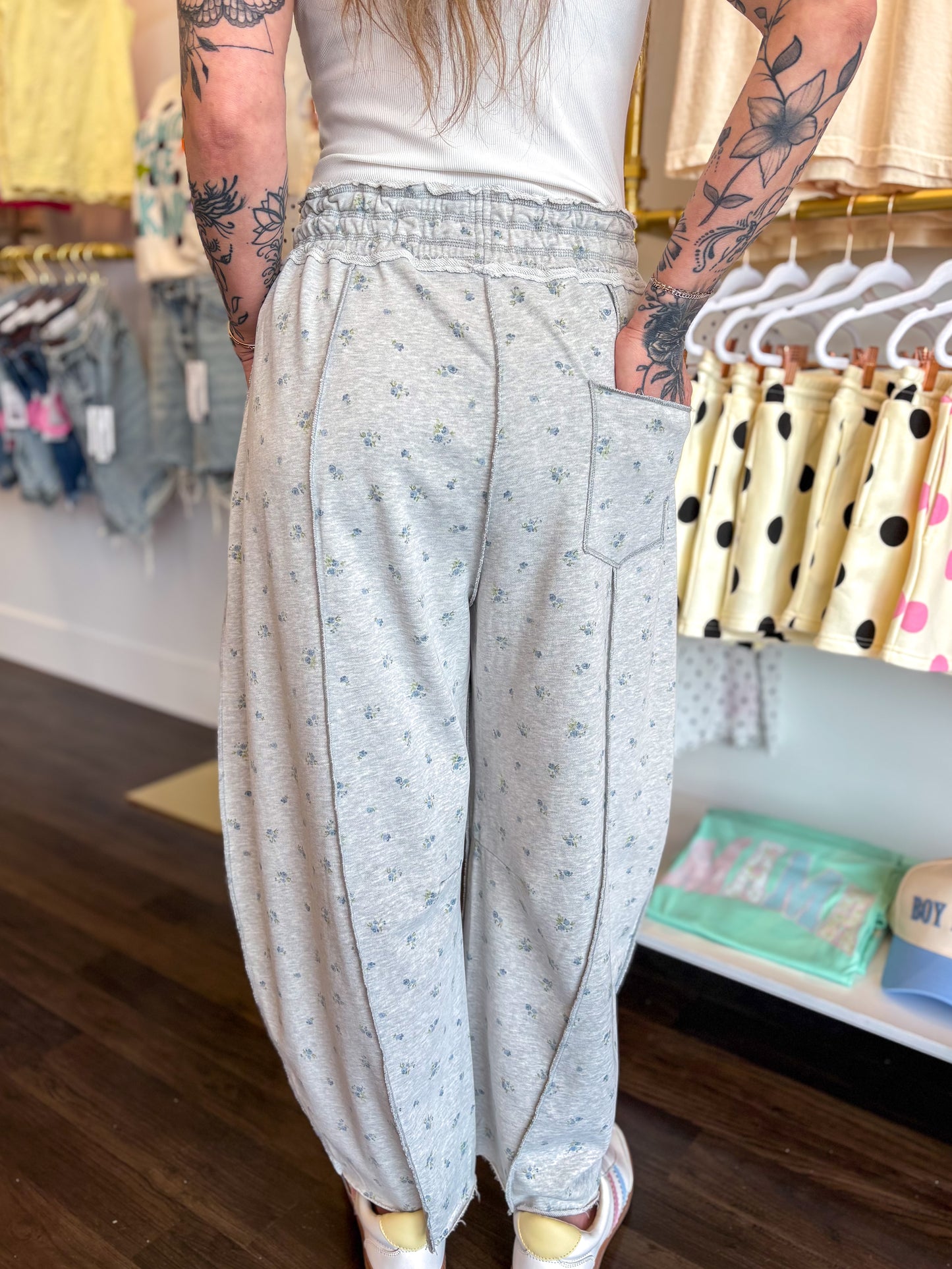 Wildflower Weekend Barrel Pants - Heather Grey