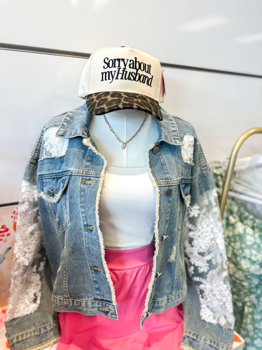 Sorry About My Husband - Cheetah Vintage Trucker Hat