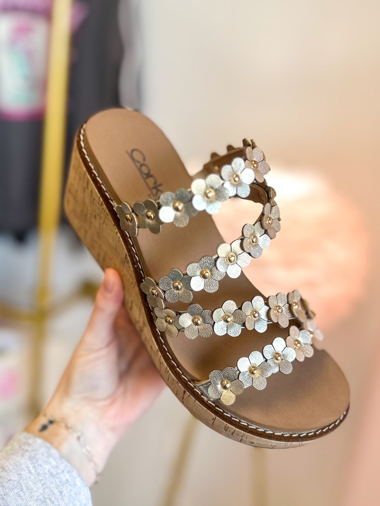 CORKY'S: Let's Be Friends Gold Floral Wedge