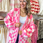 Checkmate Cutie Cardigan - Neon Pink