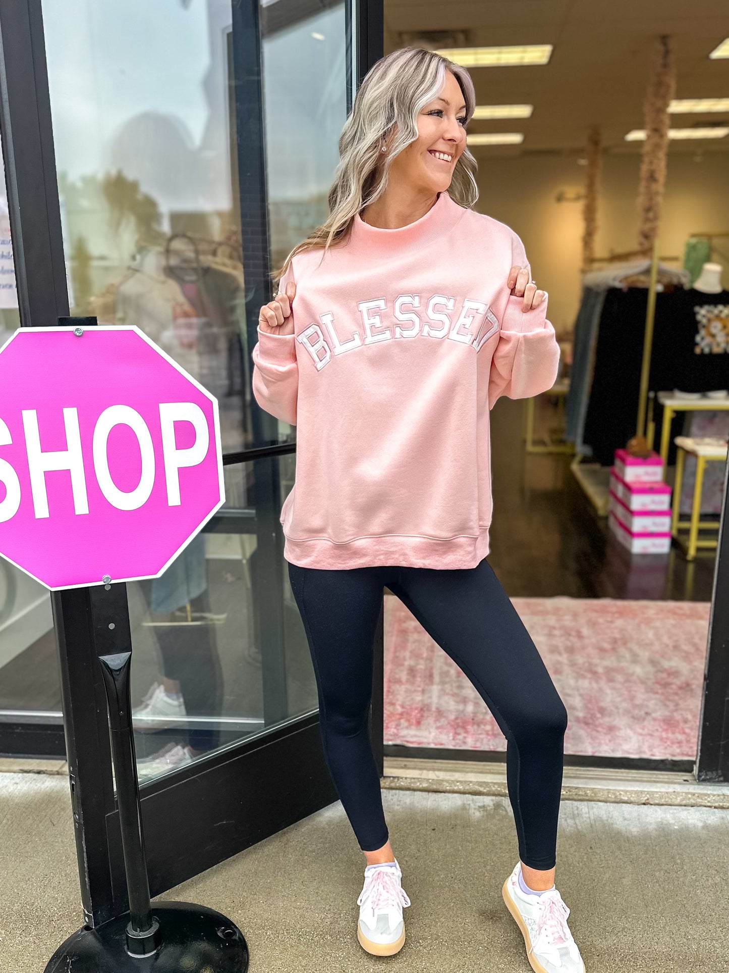 Blessed Embroidered Mockneck Sweatshirt