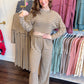 Slow Sundays Striped Pant Set - Taupe/Natural