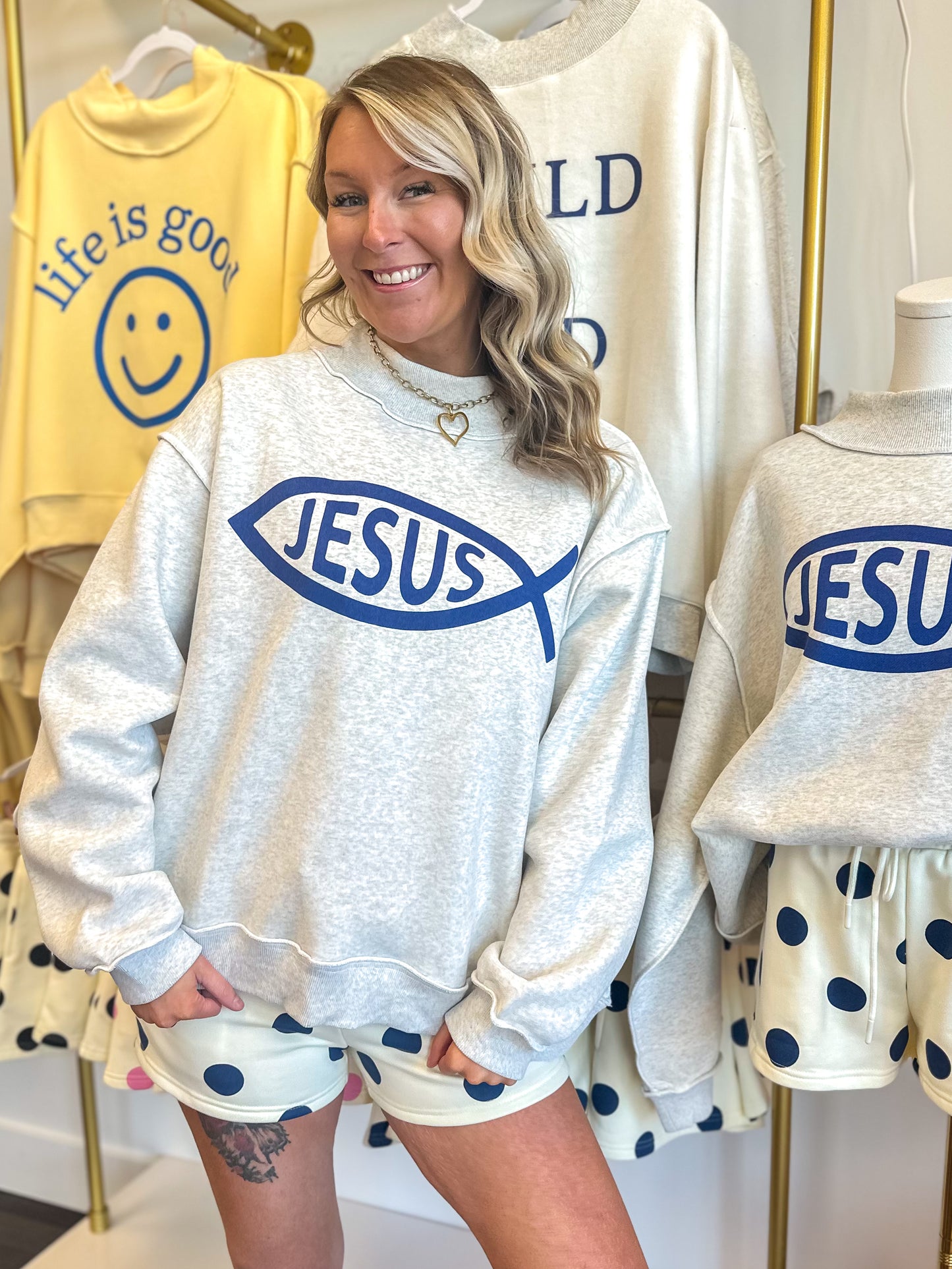 Jesus / Child Of God Reversible Mock Neck Sweatshirt