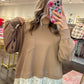 Lottie Lace Trim Thermal Top - Latte