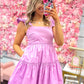 Lillian Lilac Tiered Dress With Ruffle Straps