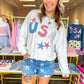 USA Patchwork Star Sweatshirt - Heather Ivory