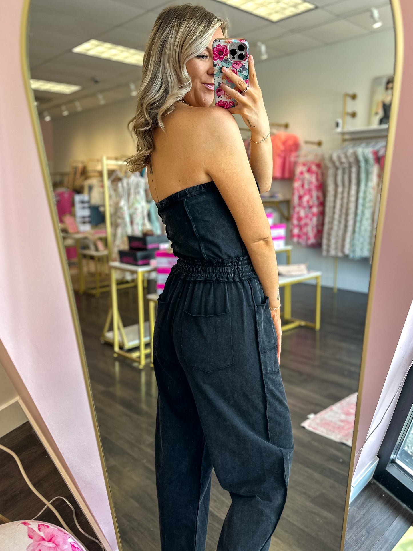 Sloane Strapless Jumpsuit - Ash Black