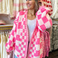 Checkmate Cutie Cardigan - Neon Pink