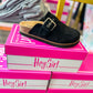 CORKY'S: Day Dream Black Faux Suede Clogs