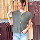 Beverly Button Knit Vest Top - Pine Wood