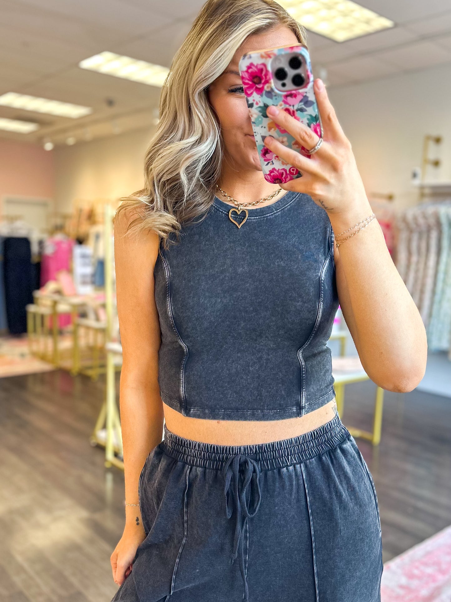 On The Go Wide Leg Pant Set - Black