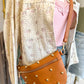 Chic Gold Studded Westlyn Bum Bag - Brown