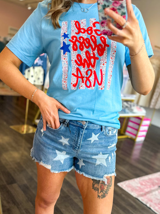 Star Spangled Distressed Shorts