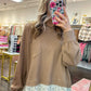 Lottie Lace Trim Thermal Top - Latte
