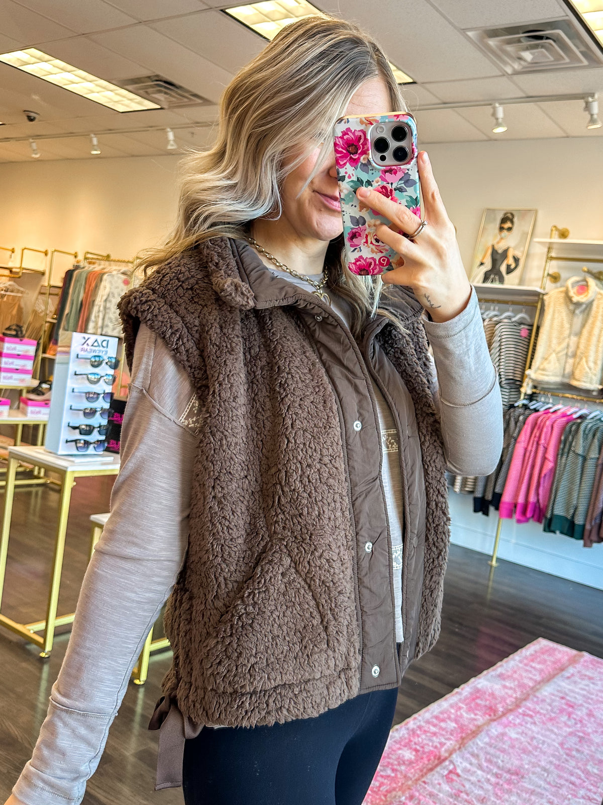 Bailey Button Down Fleece Sherpa Vest - Coco