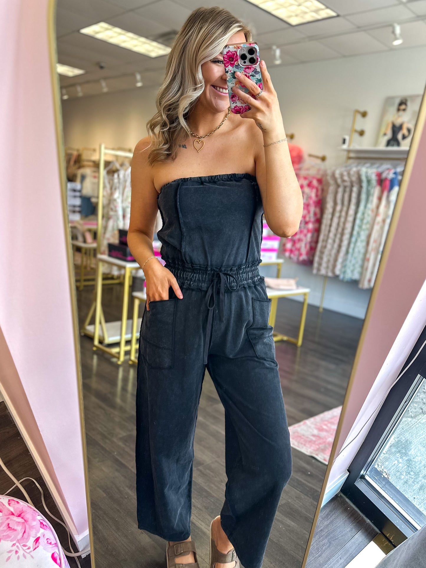Sloane Strapless Jumpsuit - Ash Black