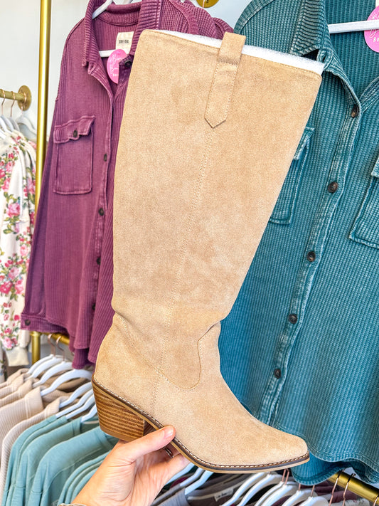 CORKY'S: City Slicker Boots - Sand Faux Suede