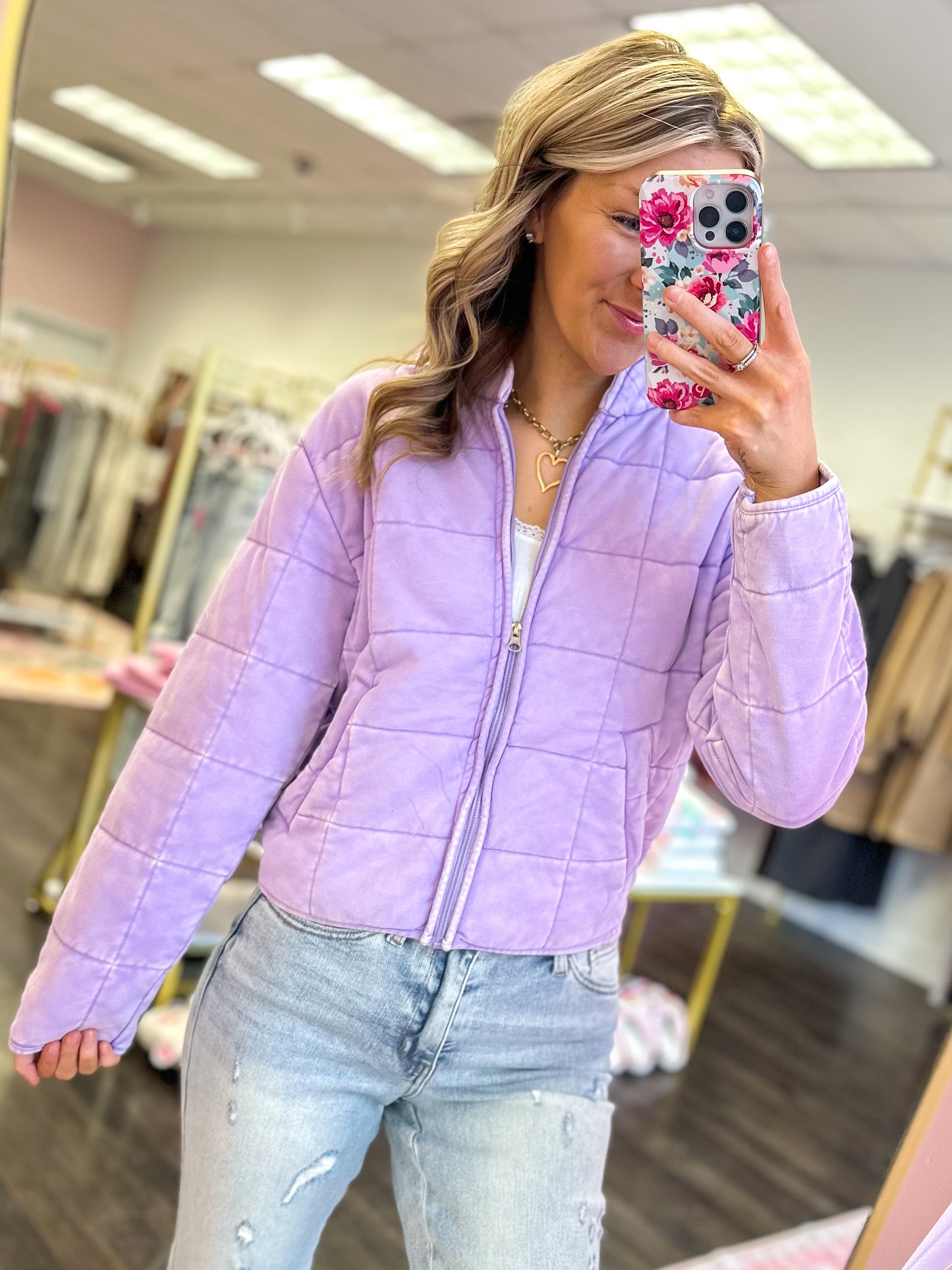 Waverly Washed Quilted Jacket - Lavender