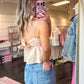Penelope Printed Gingham Ruffle Tank Top