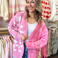 Cupid's Crush Heart Color Block Cardigan