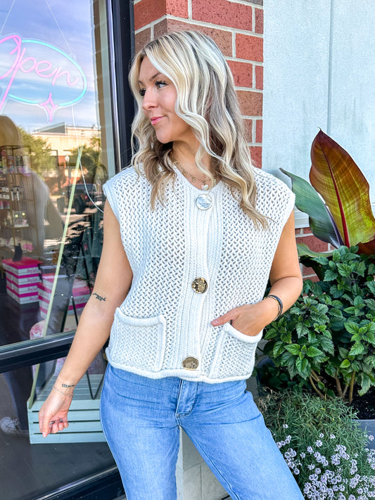 Beverly Button Knit Vest Top