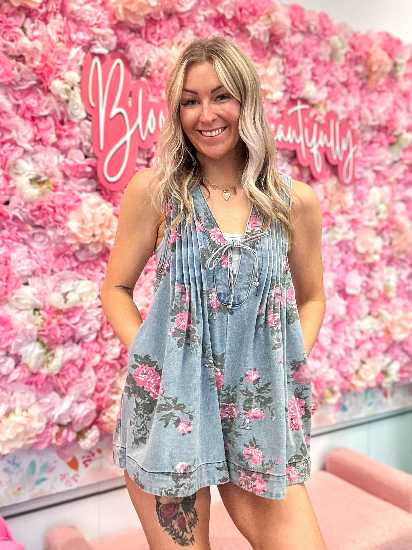 The Floral Edit Denim Romper