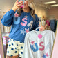 USA Patchwork Star Sweatshirt - Heather Ivory