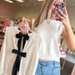 Brielle Bow Back Sweater Top - Cream/Black