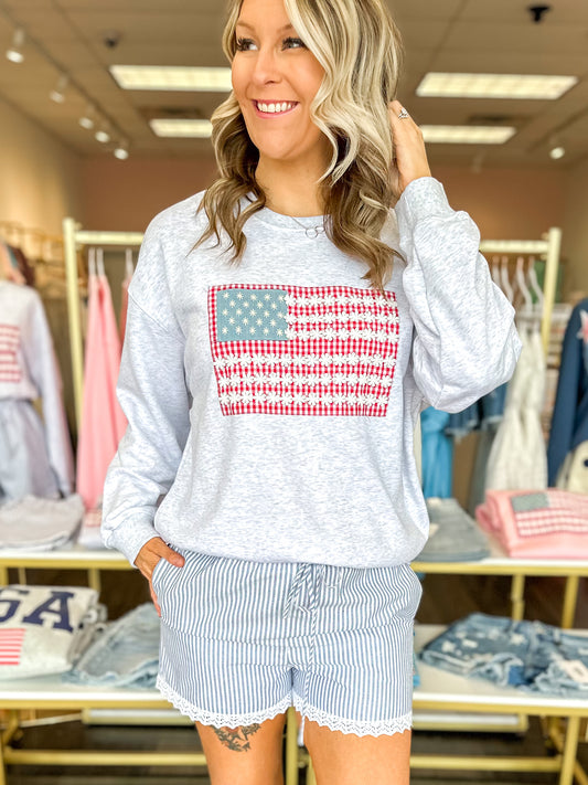Floral Freedom Crewneck - Heather Grey