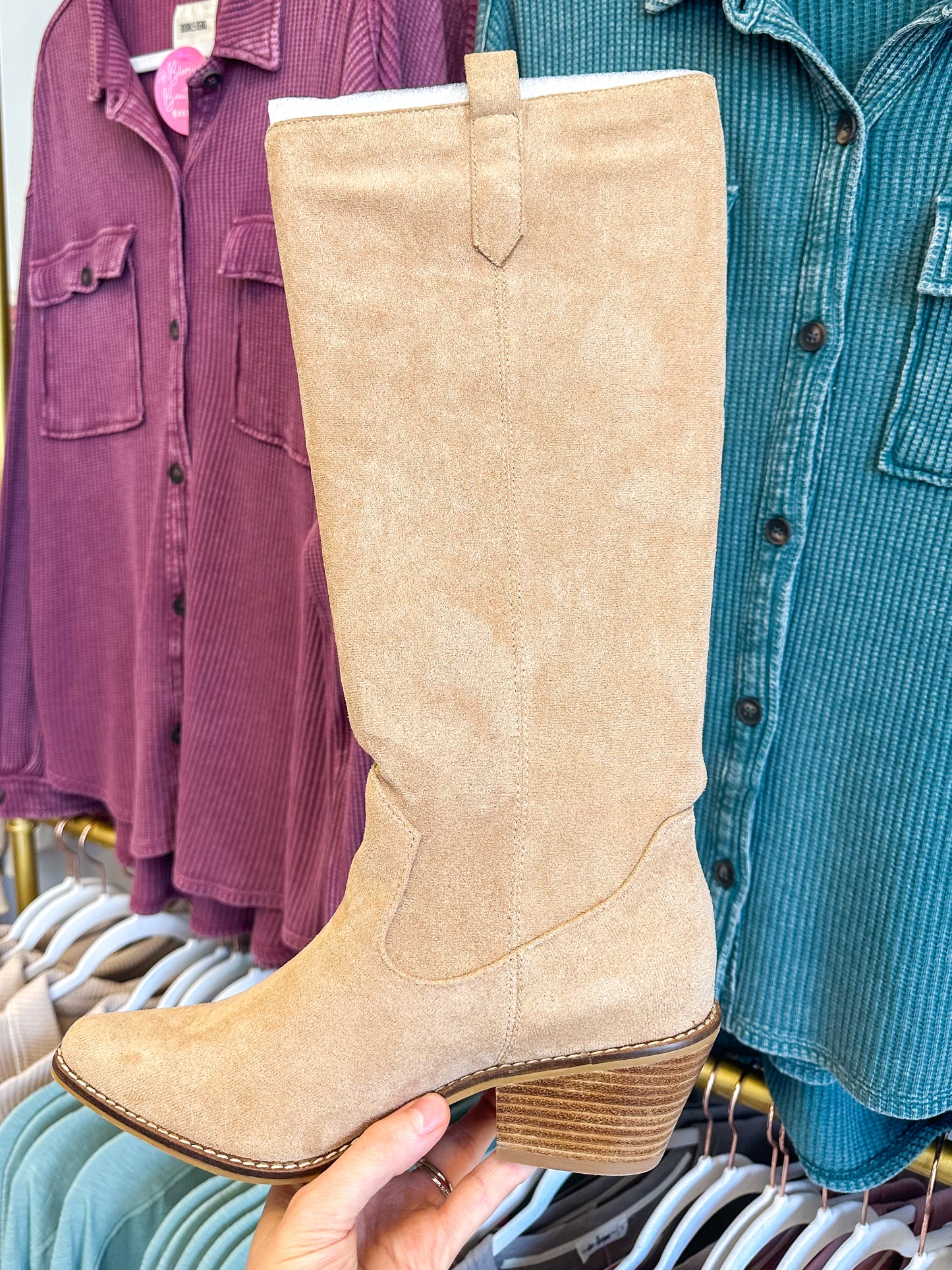 CORKY'S: City Slicker Boots - Sand Faux Suede