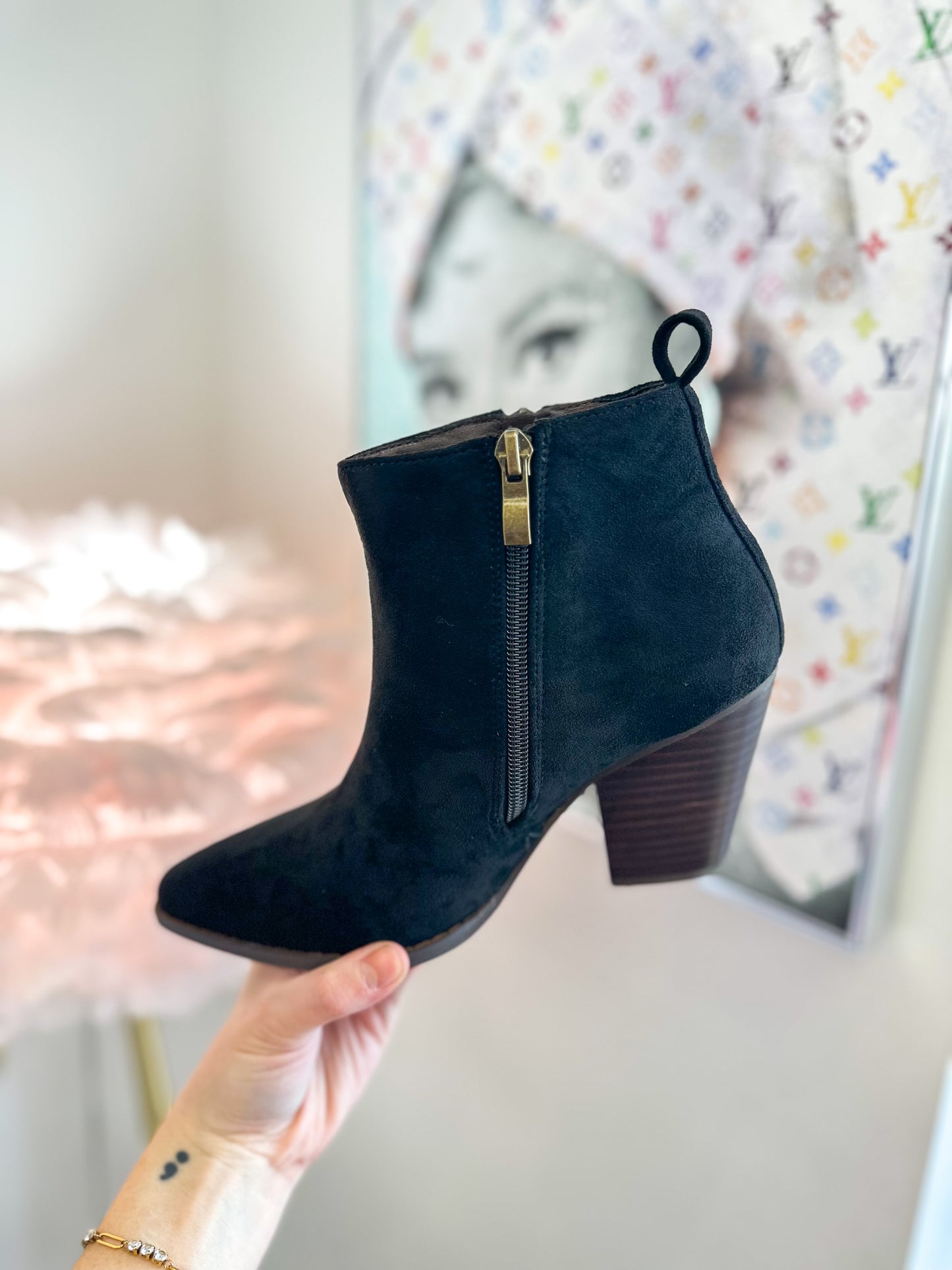 CORKY'S: High Standards Black Faux Suede Booties