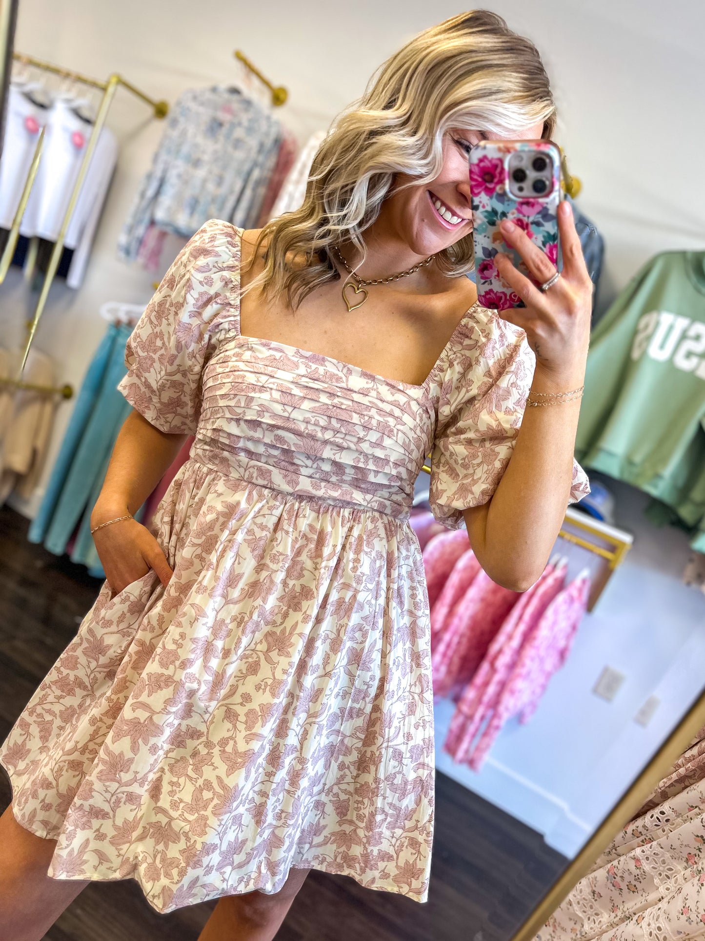 Paloma Pleated Bubble Sleeve Mini Dress