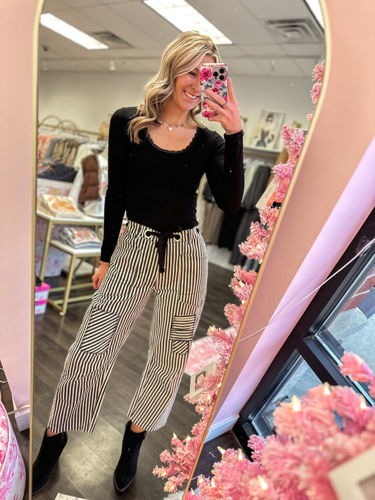 Sutton Striped Twill Barrel Pants