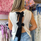 Brielle Bow Back Sweater Top - Cream/Black