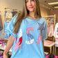 USA Patchwork Top - Light Denim