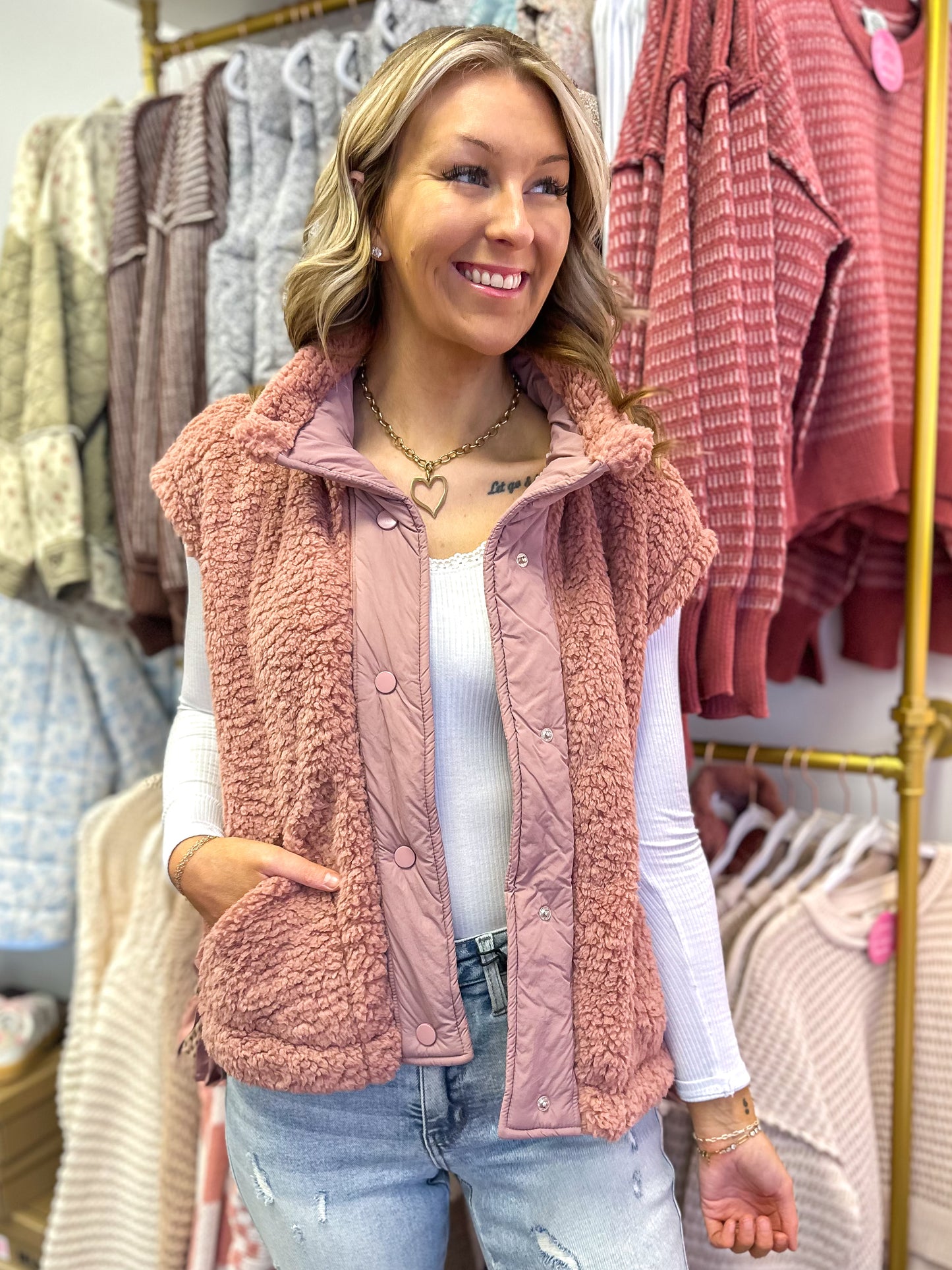 Bailey Button Down Fleece Sherpa Vest