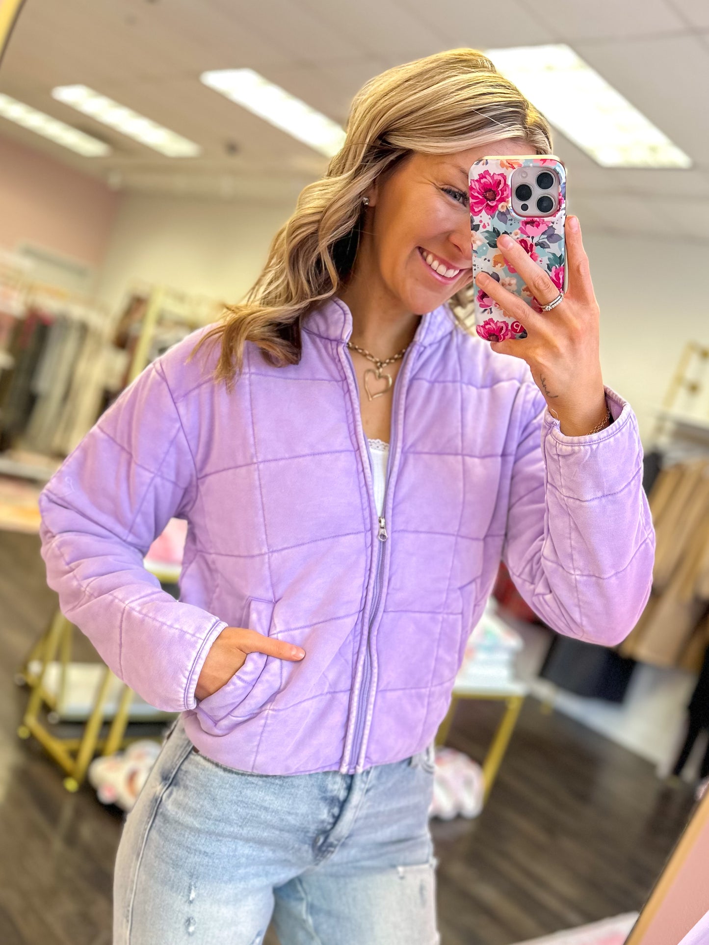 Waverly Washed Quilted Jacket - Lavender