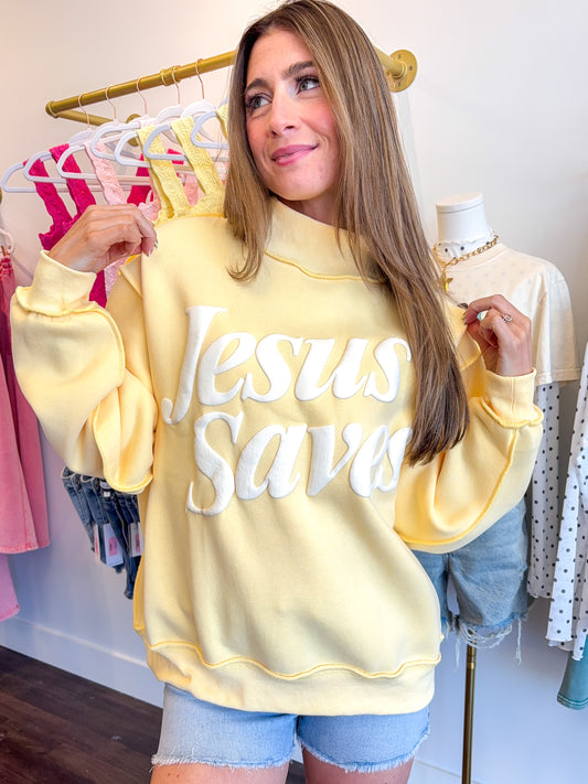 Jesus Saves Mock Neck Sweatshirt