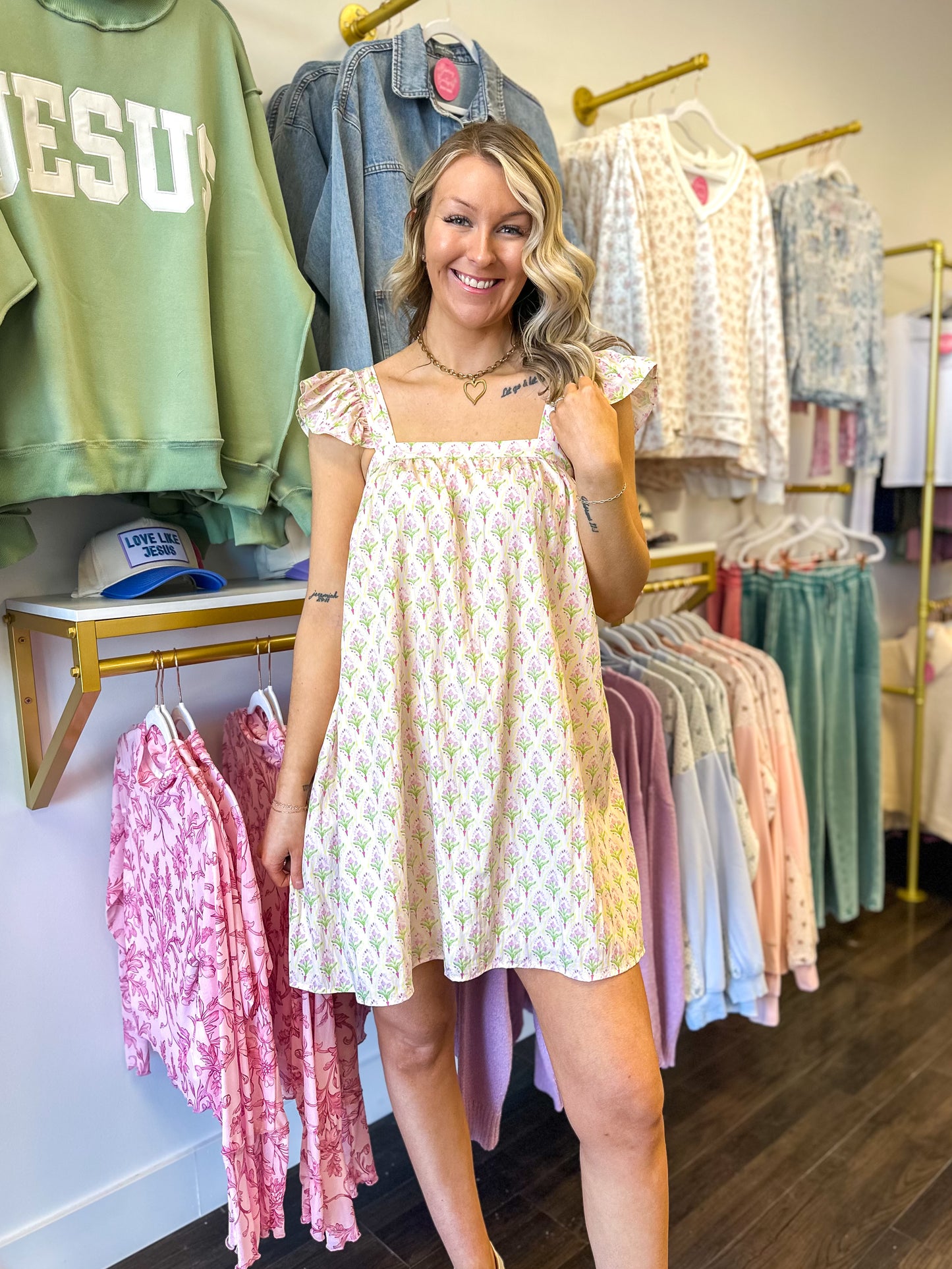 Flora Folk Mini Dress