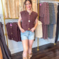 Beverly Button Knit Vest Top - Brown