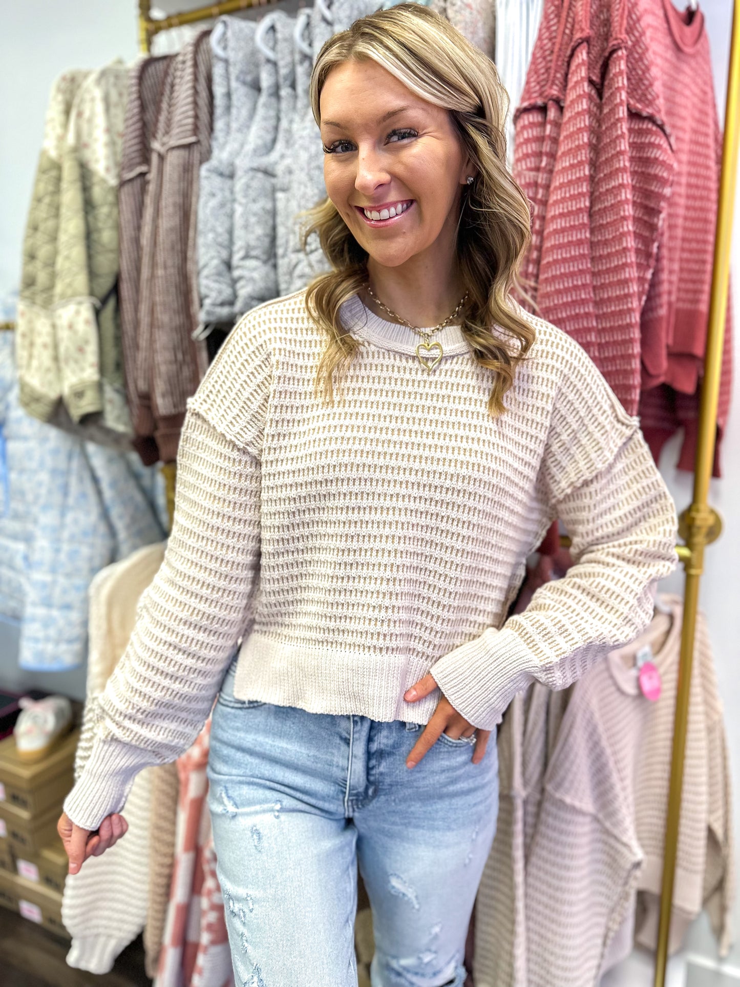Tori Two Toned Knit Sweater