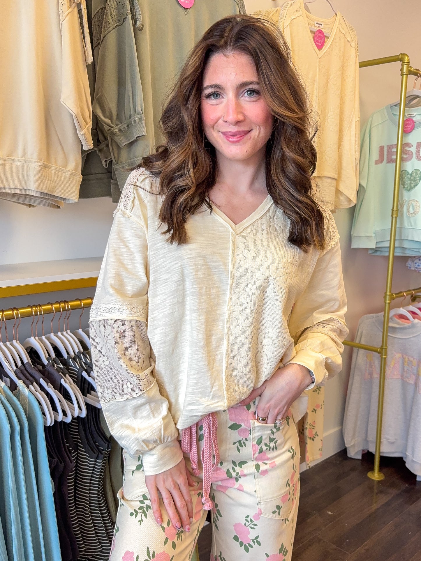 Leighton Lace Mix Top