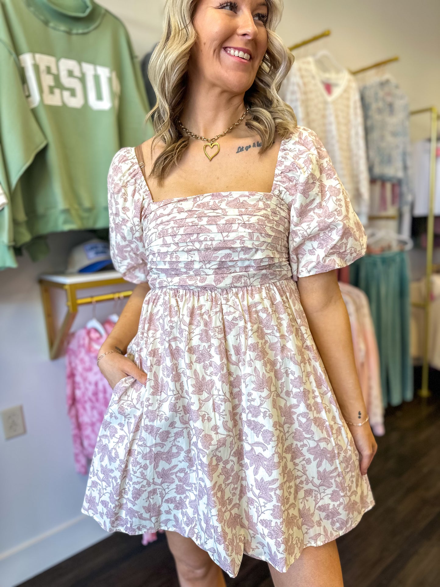 Paloma Pleated Bubble Sleeve Mini Dress