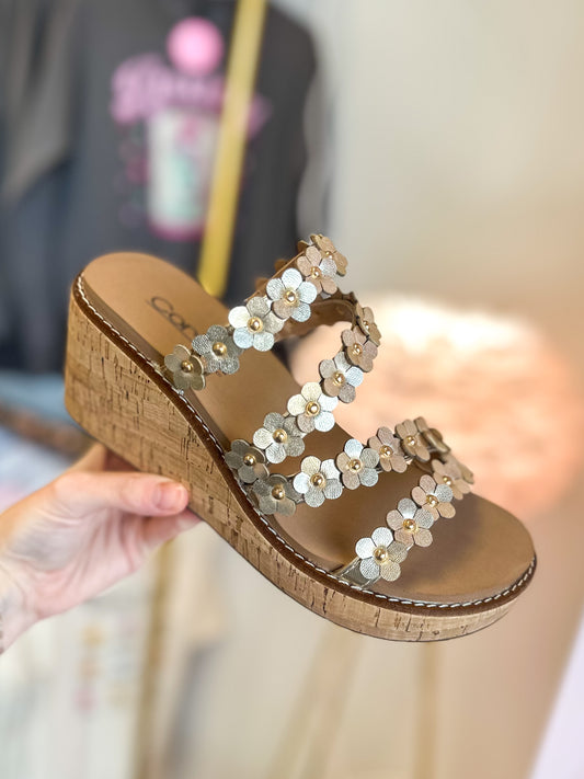 CORKY'S: Let's Be Friends Gold Floral Wedge