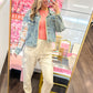 Linley Lace Inset Raw Detail Oversized Denim Jacket