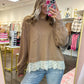 Lottie Lace Trim Thermal Top - Latte