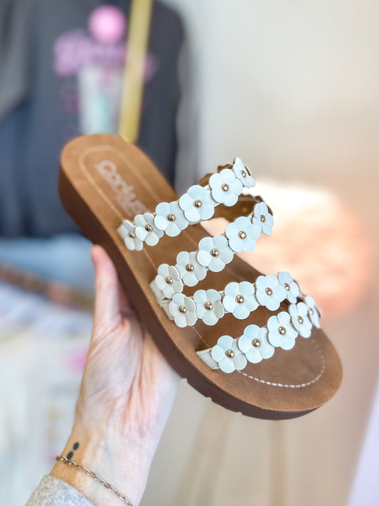 CORKY'S: Garden Party White Floral Sandals
