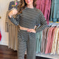 Slow Sundays Striped Pant Set - Black/Natural