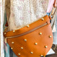 Chic Gold Studded Westlyn Bum Bag - Brown