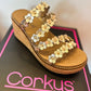 CORKY'S: Let's Be Friends Gold Floral Wedge